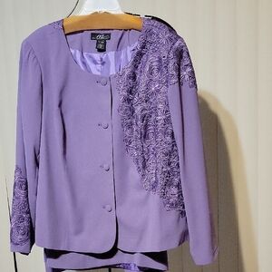 Milano Purple Rose Embroidered Suit Plus Size 22W